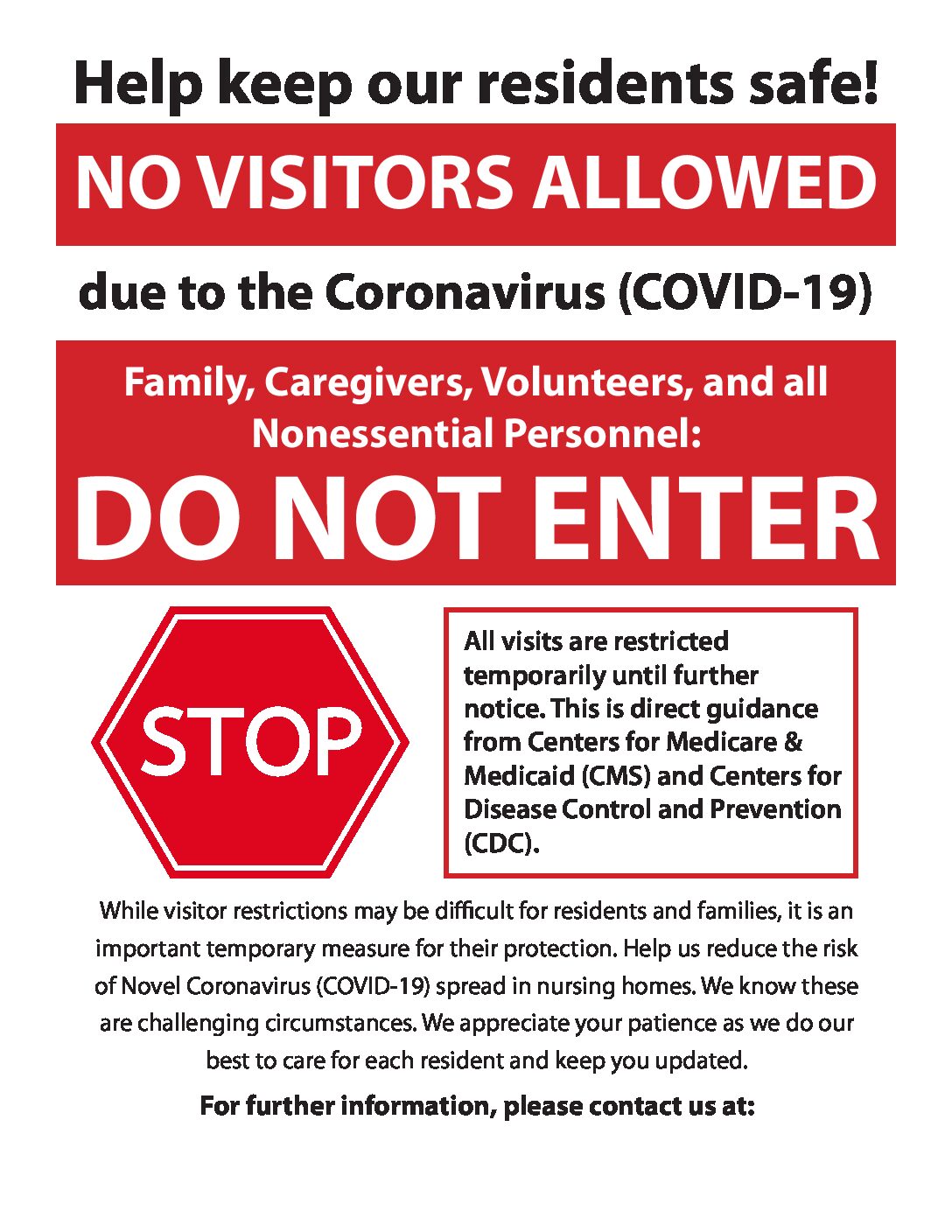 No Visitors Poster (English)