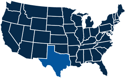 map of the united states with texas highlighted